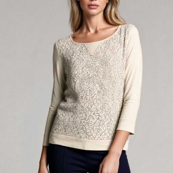 The Limited Cream Lace Sequin Blouse - Picture 2 of 7